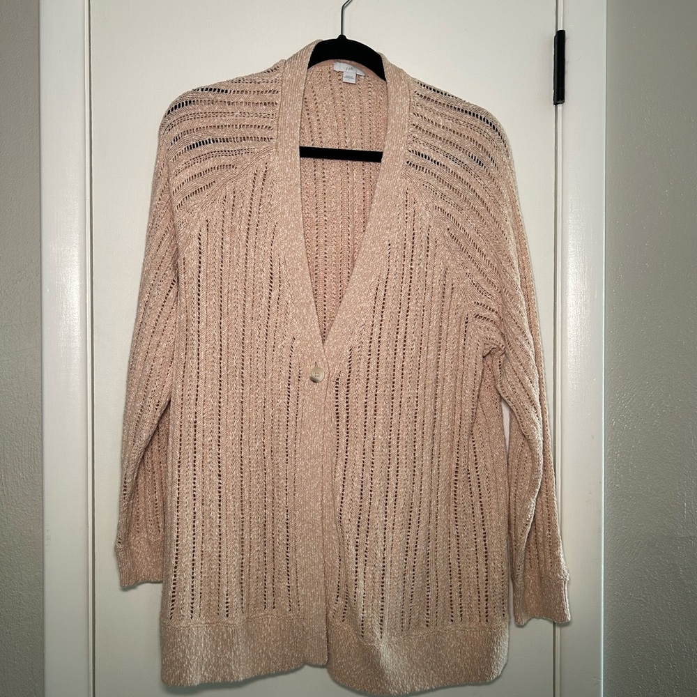 J. Jill Women's Tan/pink Open Knit Cardigan